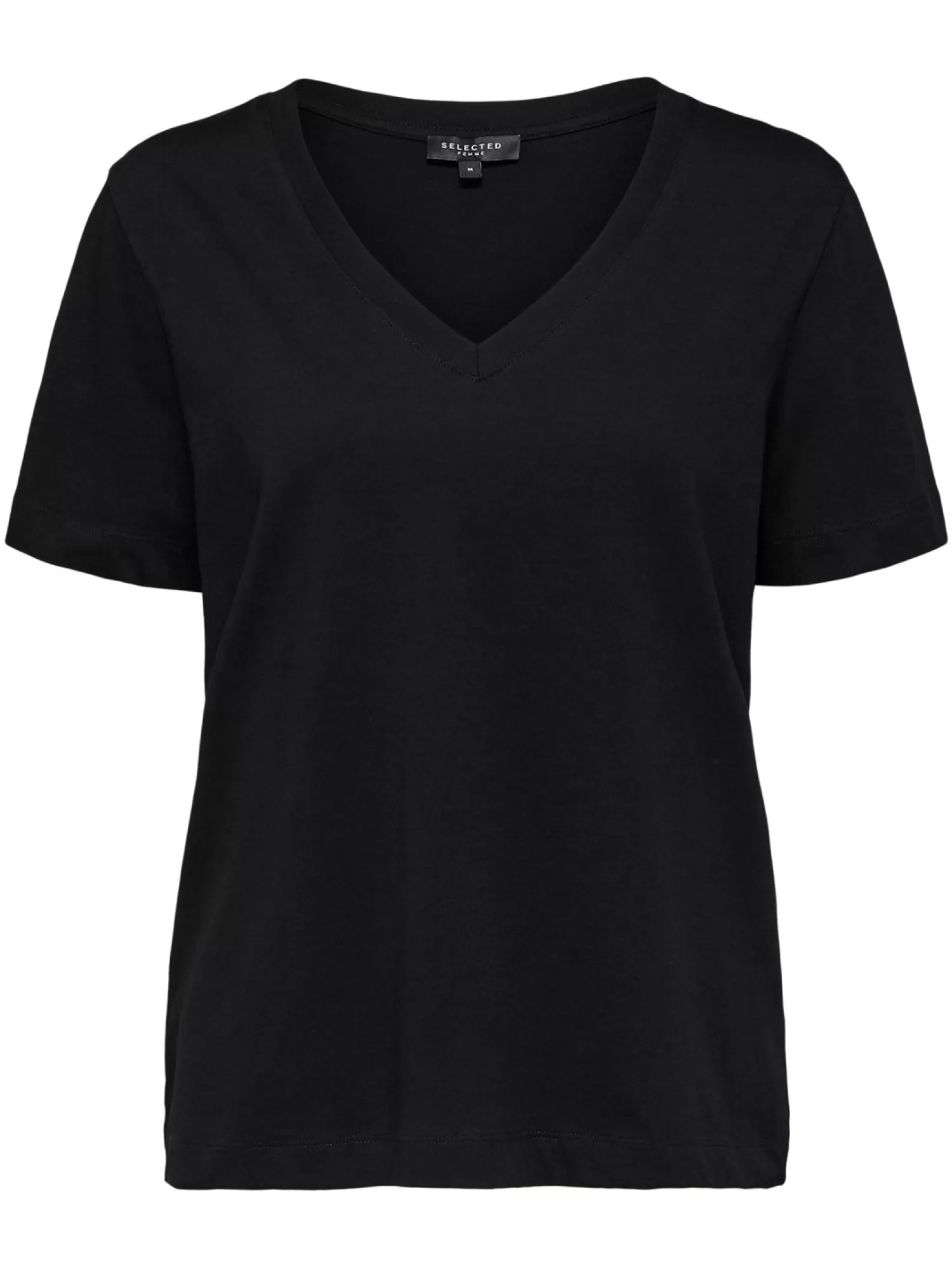 Cheap Selected Basic T-Shirt Met V-Hals Standard Black