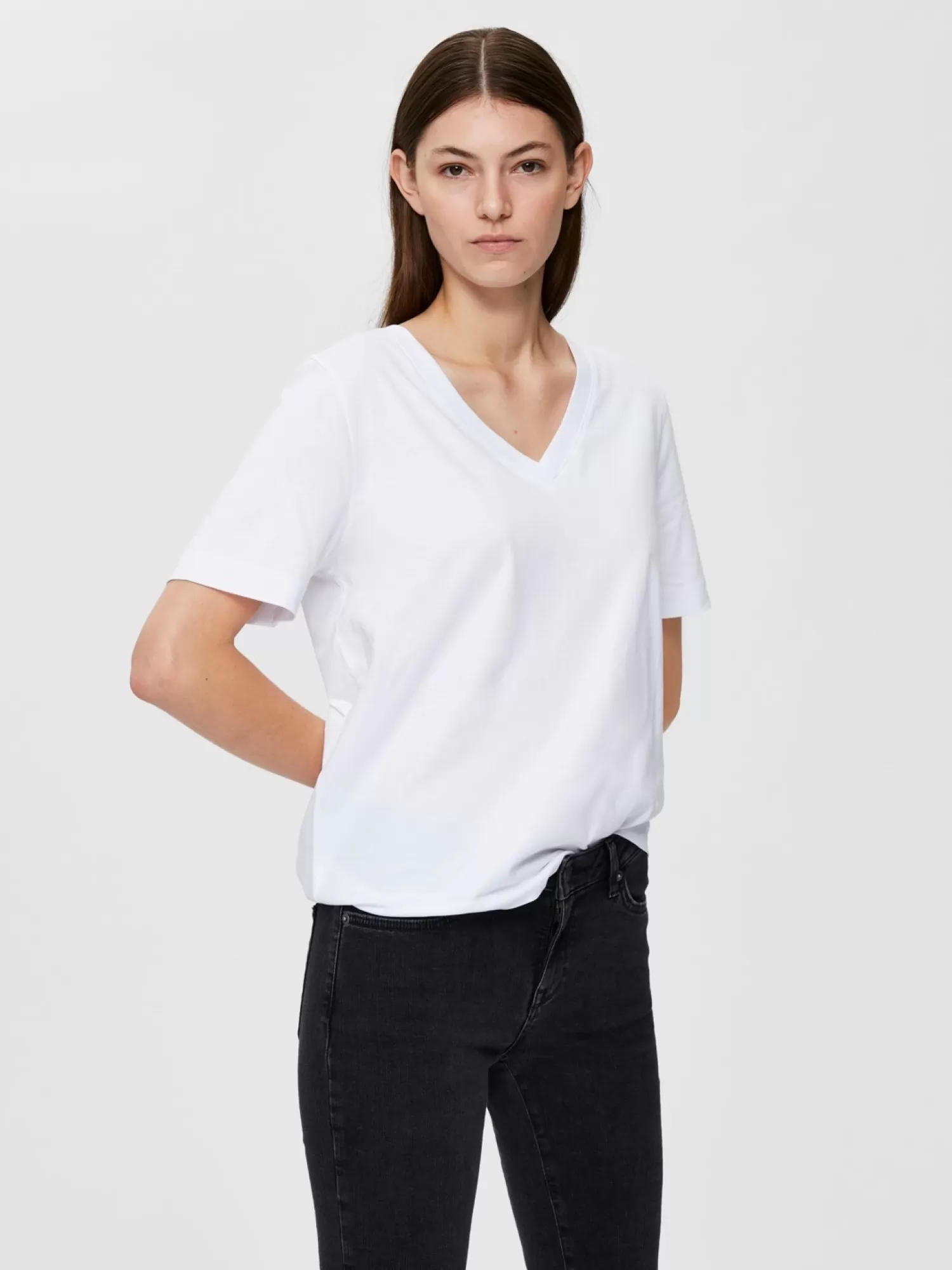 Best Sale Selected Basic T-Shirt Met V-Hals Standard Bright White