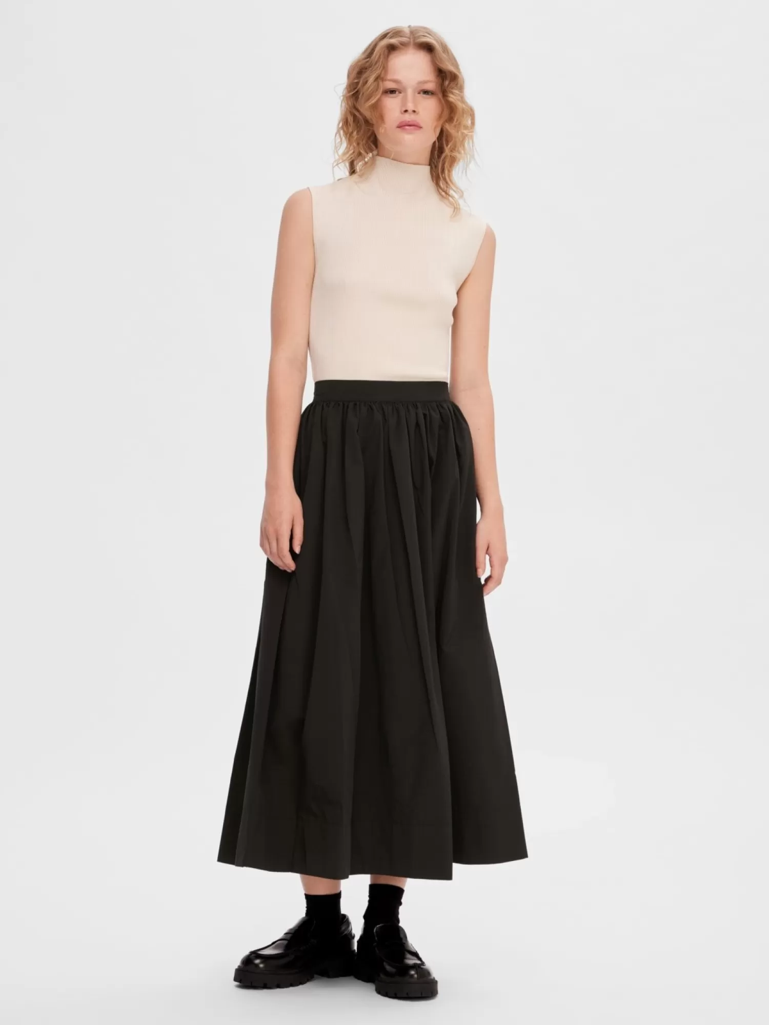 Flash Sale Selected Hoge Taille Midi Rok Libbie Black