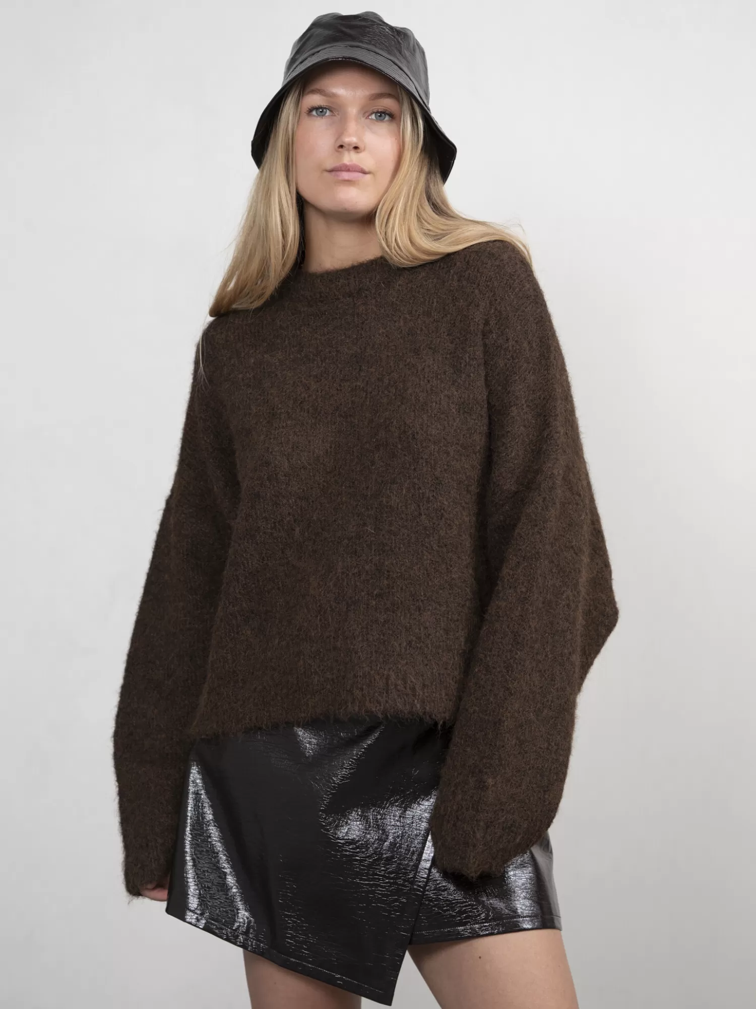 Online Les Soeurs Vegan Leren Bucket Hat Penny Dark Brown