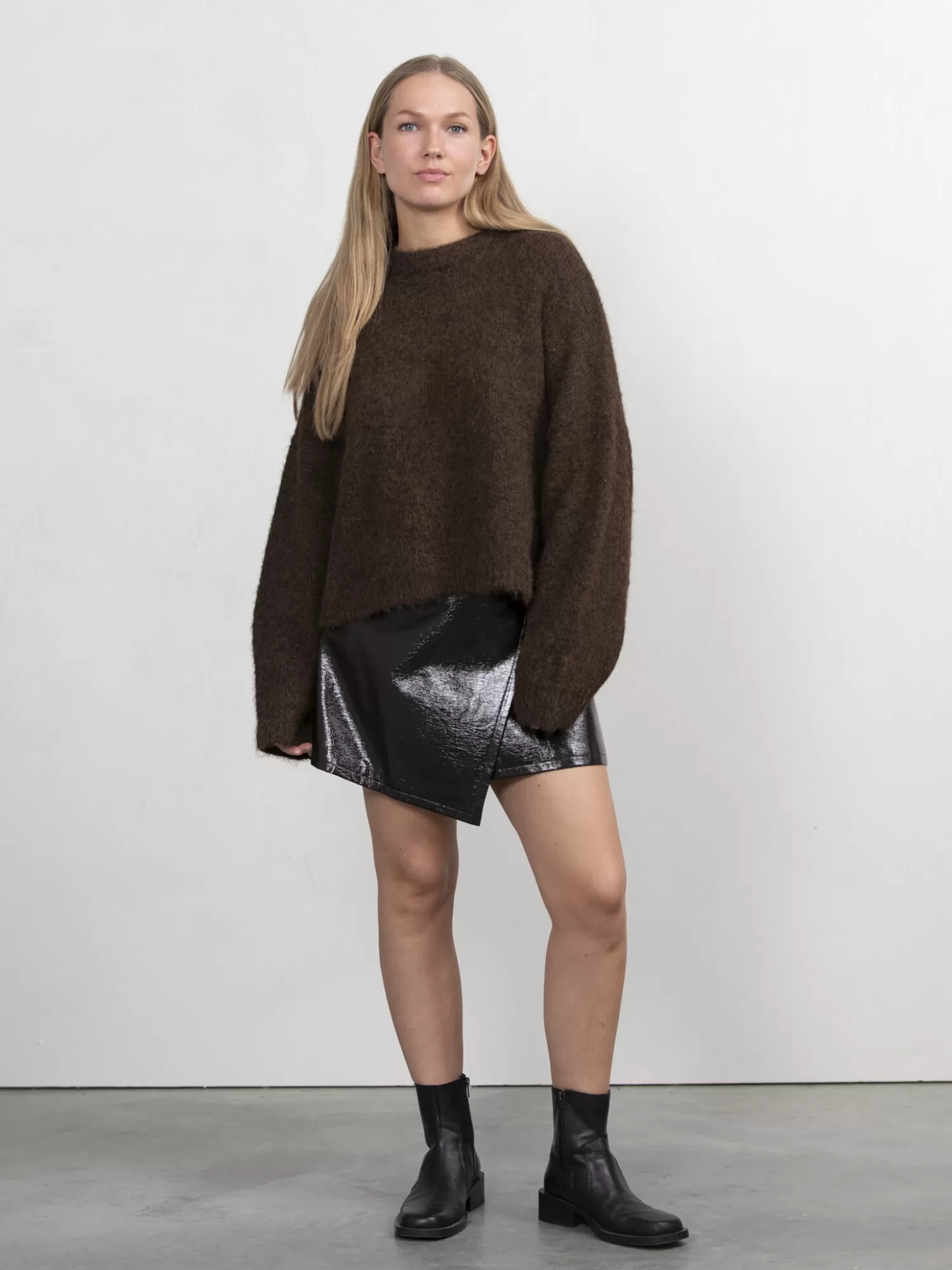 New Les Soeurs Vegan Leren Mini Rok Avery Dark Brown